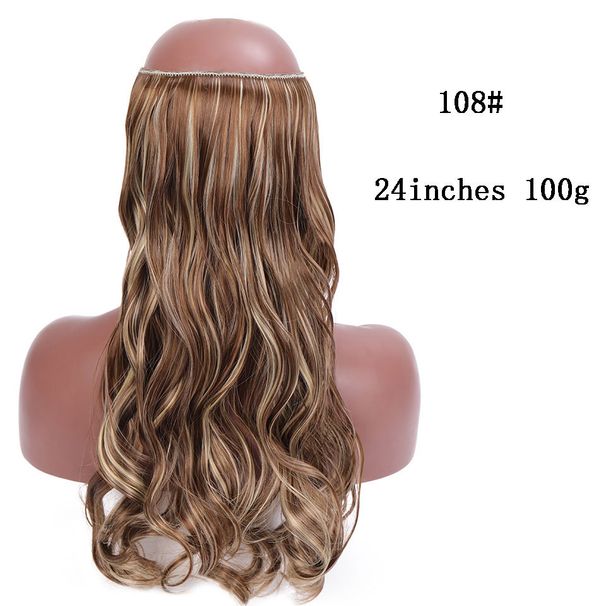 extension per capelli elastiche alla moda con linea di pesce, sostituzione dei capelli, extension per capelli in fibra chimica per donne da indossare con capelli naturalmente lisci_voghion.com