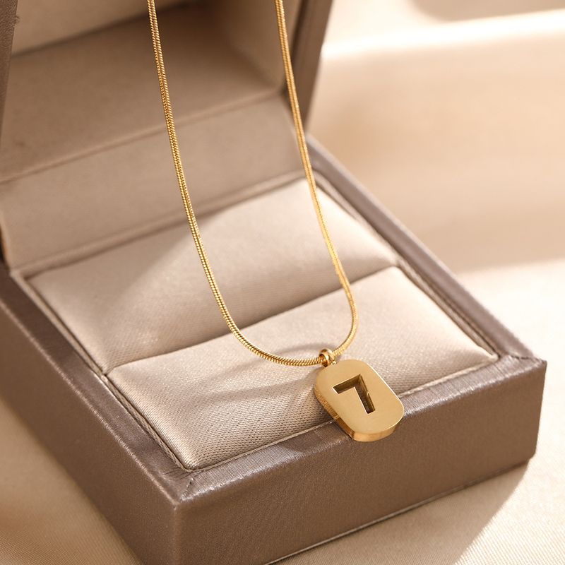 Uniquely Designed Versatile Collarbone Necklace, Lucky 7 Hang Tag, Snake Bone Chain, Plated With Real Gold, Non Fading_voghion.com