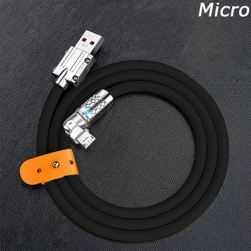 120W 6A Nou cablu de încărcare ultra rapidă de tip Micro C USB C la C Cablu de date din silicon de încărcare rapidă Interfață de tip C 180 °_voghion.com