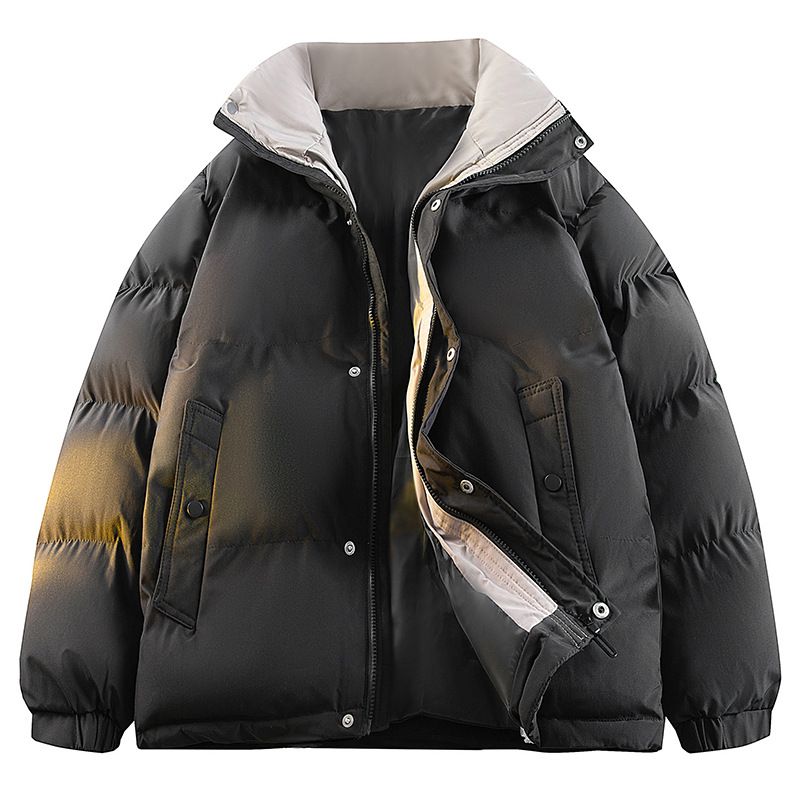 Unisex Reversible Hooded Winter Jacket - Fleece Lined, Lightweight & Warm, Double-Sided Wear, Multiple Pockets (Grey, Black, Khaki, Sizes M-5xl)_voghion.com