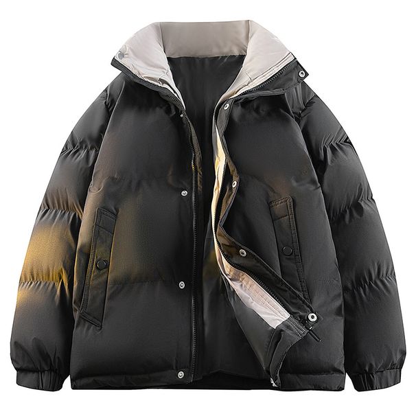 Unisex Reversible Hooded Winter Jacket - Fleece Lined, Lightweight & Warm, Double-Sided Wear, Multiple Pockets (Grey, Black, Khaki, Sizes M-5xl)_voghion.com