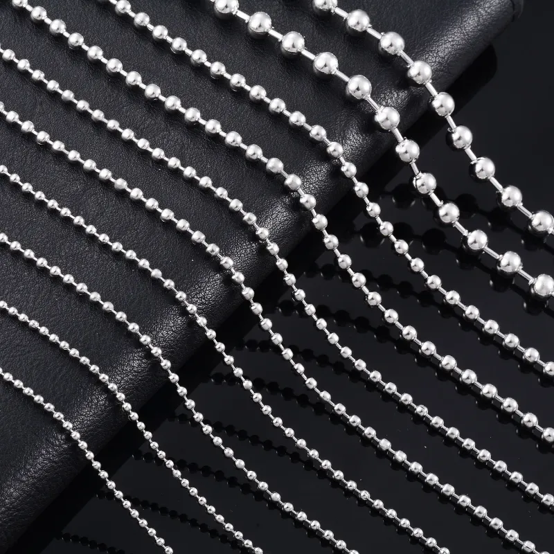 2025 Nuovi arrivi Punk Catene con perline a sfera in acciaio inossidabile Collane color argento da donna Choker per gioielli con ciondolo fai da te_voghion.com