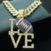 Fashionable Diamond LOVE Rugby Alloy Pendant, Hip-hop Men's Necklace, Personalized And Colorful_voghion.com