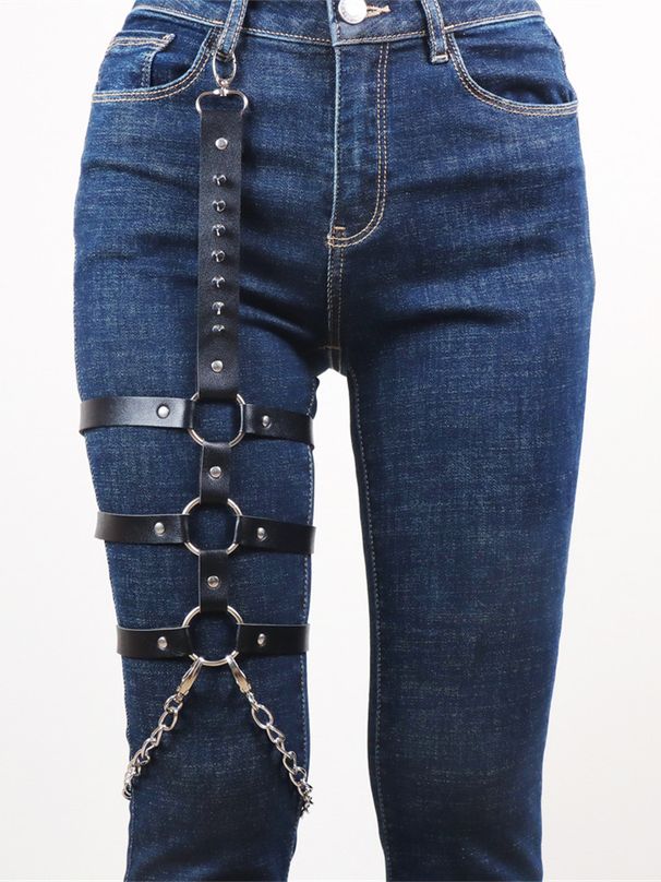 Punk Leder Käfig Gothic Strumpfband Gürtel Körper Riemen Dessous Frauen Hosenträger Harajuku Körper Bondage Schwert Oberschenkel Harness Strümpfe_voghion.com