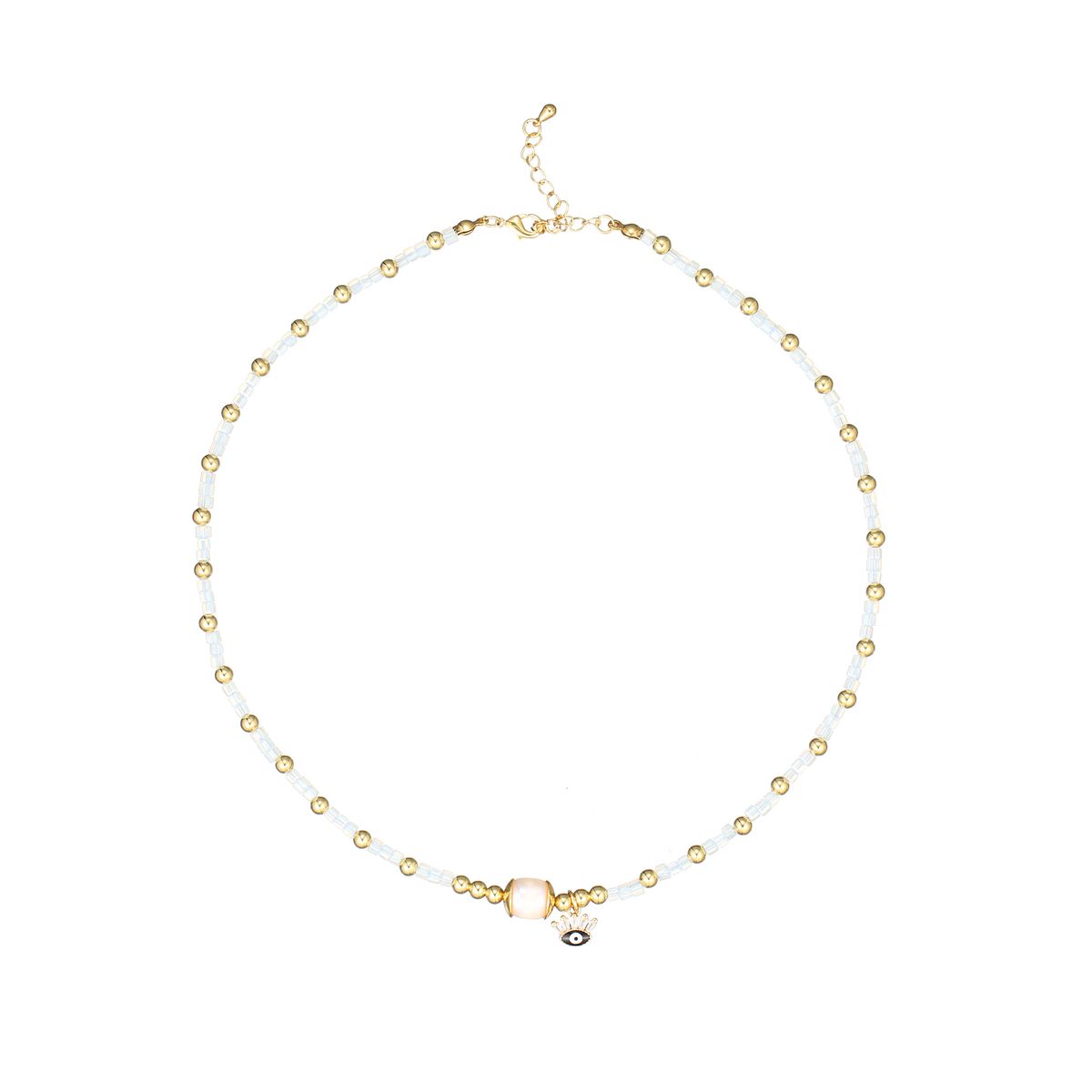 Collana in acciaio al titanio in stile bohémien con vetro di rame, pietre di cristallo naturali e perle d'acqua dolce - Collana con ciondolo da donna_voghion.com