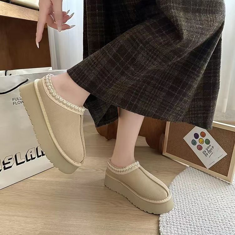 Ženske cipele, čizme za snijeg One Step, ženske zimske papuče od kože i krzna, zatvorenog tipa, s platformom i debelim podom, od krzna, pamučnih papuča s integriranim zatvorenim prstima_voghion.com