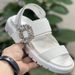 RHOADES Women's Flat Sandals - Elegant Rhinestone Buckle Strap Slides With Wide Band Design_voghion.com