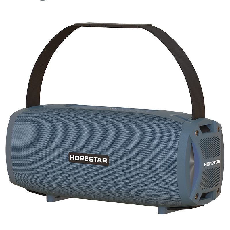 HOPESTAR H24 Pro TWS hordozható kültéri, vízálló, szőtt, texturált Bluetooth hangszóró ritmusfénnyel, kihangosító hívások támogatásával, U Disk és TF kártya, valamint 3,5 mm-es AUX és FM csatlakozóval (kék)_voghion.com