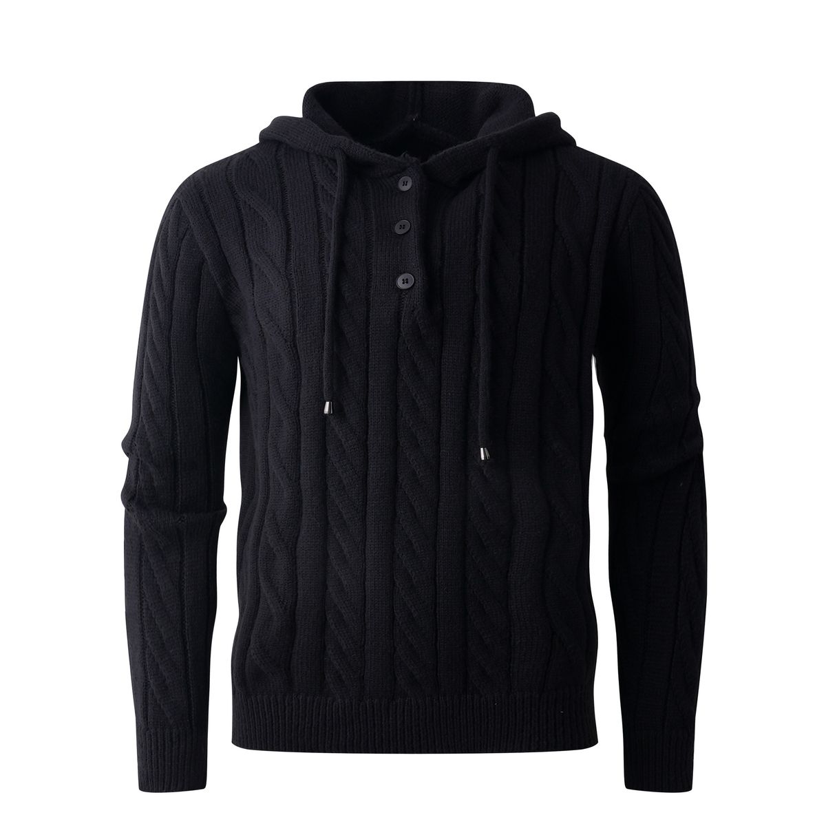 Men's Casual Hooded Sweater – Solid Color Loose Fit Knit Pullover (White, Black, Gray, Sizes M-3XL, Soft & Comfortable For Autumn & Winter)_voghion.com