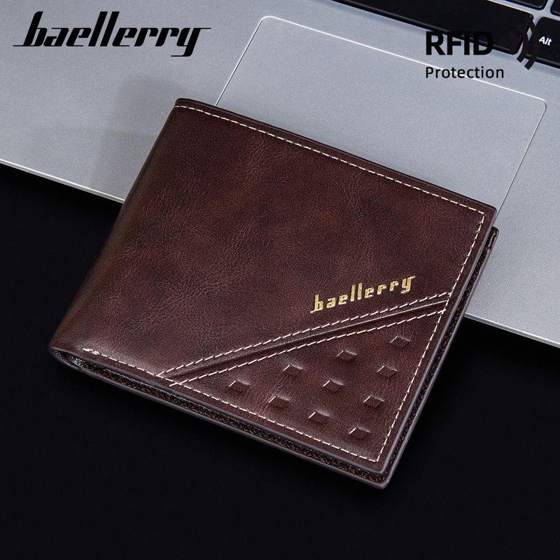 New Men's Short Wallet baellerry Retro Multi-card Open Wallet RFID Simple Wallet_voghion.com