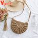Yogodlns Neue halbrunde Strohtaschen für Frauen Sommer Strand Rattan Tasche handgefertigt gewebt Halbmond Crossbody Handtaschen Bohemia_voghion.com