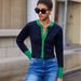 "Modern Cropped Cardigan – Textured Knit Button-Up Top For Women (Green, S/M/L)"_voghion.com
