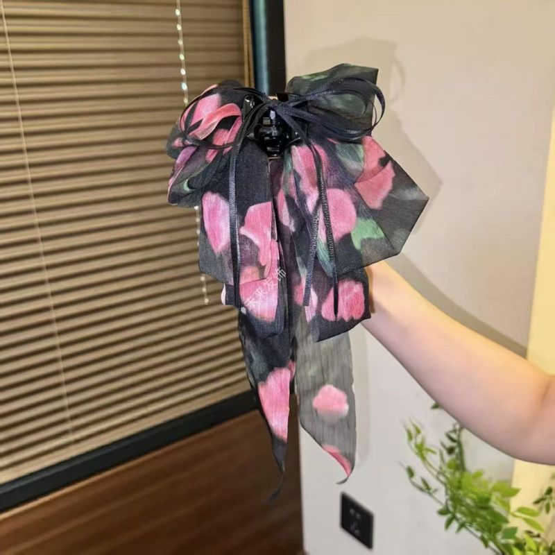 2025 Rose New Floral Retro Bow Hairpin Streamer Hair Accessories Explosion_voghion.com