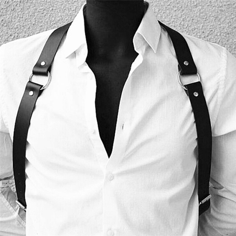 HOT Sexy Women Men Adjustable Leather Body Chest Harness Belt Punk Fancy Costume_voghion.com