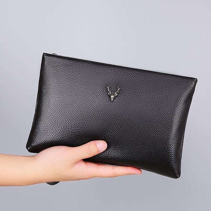 Men's Clutch Bag Wrist Bag Fashion Business Men Hand Bag Bag Cowhide Envelope Bag Large Capacity Clip Bag_voghion.com
