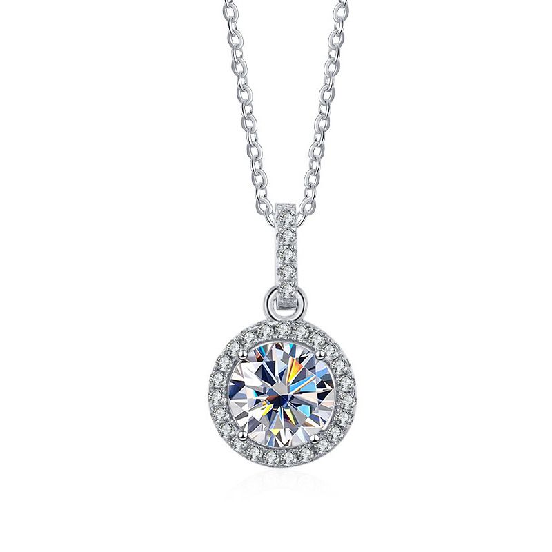 Tancise Real 1 Carat Moissanite Lab Diamond Necklace   Sterling Silver Pendant Classic Choker For Girl Gift Wedding_voghion.com