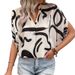2025 New Summer Loose Top Personality Short Sleeve V-neck Abstract Print Shirt For Women_voghion.com