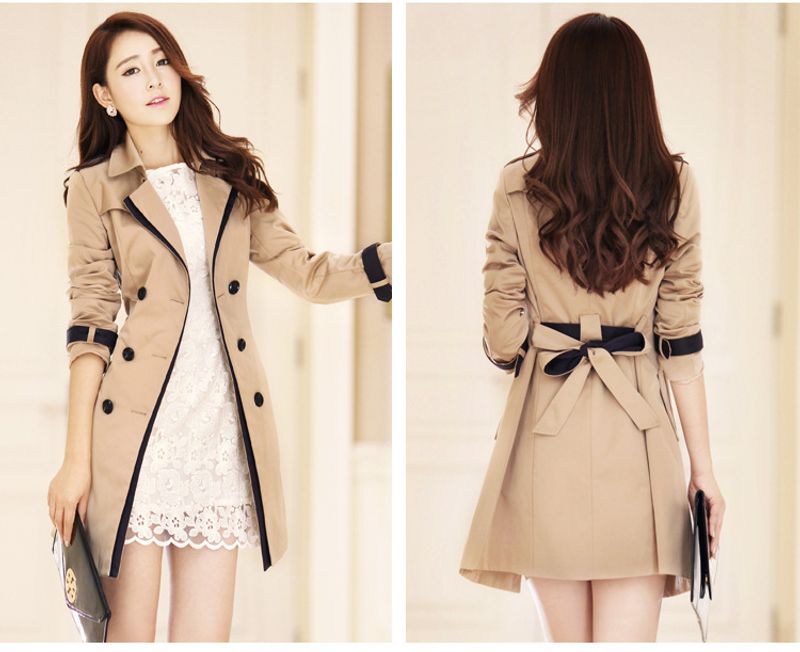 Women's double-breasted trench coat of Korean version_voghion.com