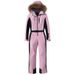 Macacão de esqui feminino de inverno com zíper e ajuste slim - macacão térmico à prova d'água para esportes ao ar livre e clima frio_voghion.com