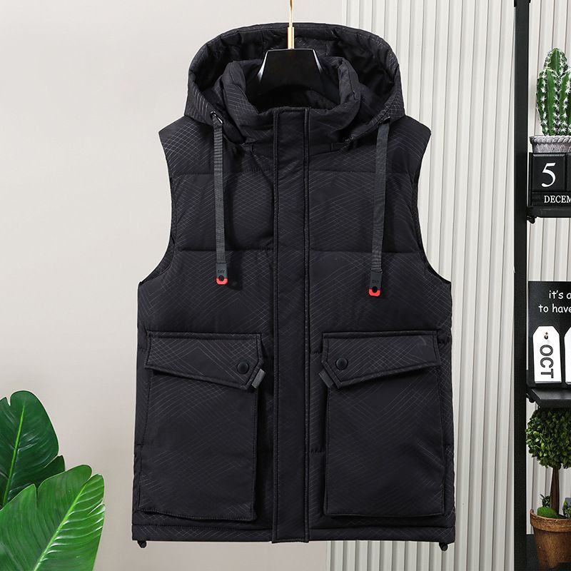 ​Winter-Fleeceweste für Herren mit Camouflage-Muster – Übergrößenjacke für große und lange Größen, Reißverschluss vorne, dicke, warme Schichtweste für lässige Outfits_voghion.com