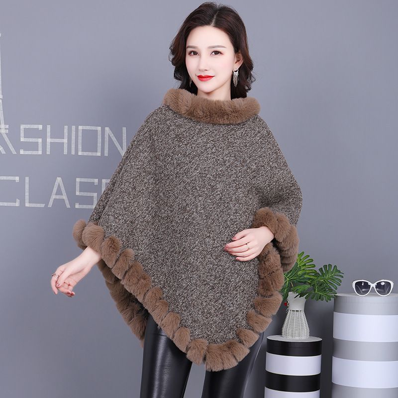 K New European And American Socialite Fur Coat, Women's Cloak, Scarf, Imitation Otter Rabbit Fur Wrap, Wearing Fur._voghion.com