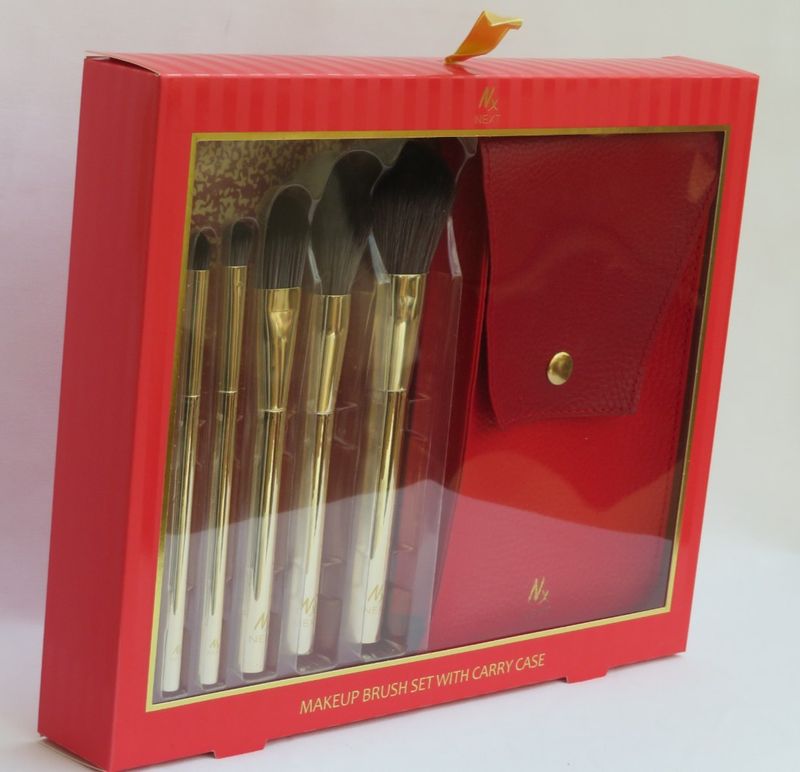 Nx Next ❤️ Coffret complet de 5 pinceaux de maquillage avec étui de transport ❤️ Coffret cadeau_voghion.com