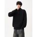 Half Zip Stand Up Collar Sweater For Men, Loose And Simple Knit Sweater, Solid Color Pullover_voghion.com