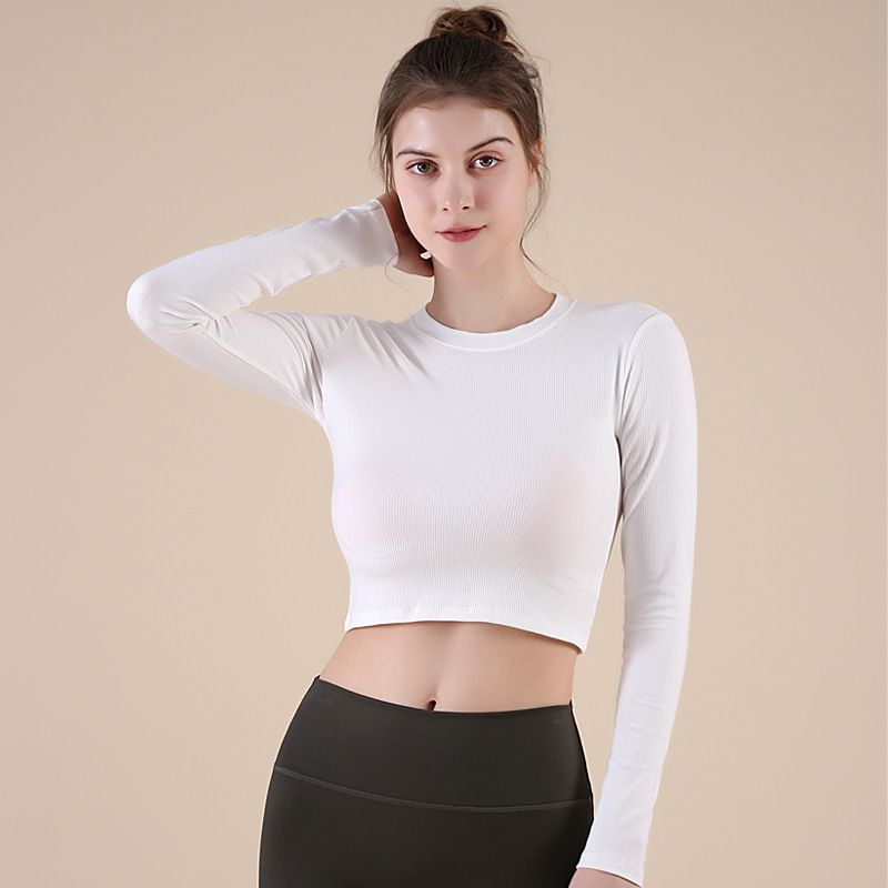 High Elastic Thread Breathable Yoga Clothes Running Dance Slimming Fitness Top Outer Wear Pilates Sports Long Sleeve_voghion.com