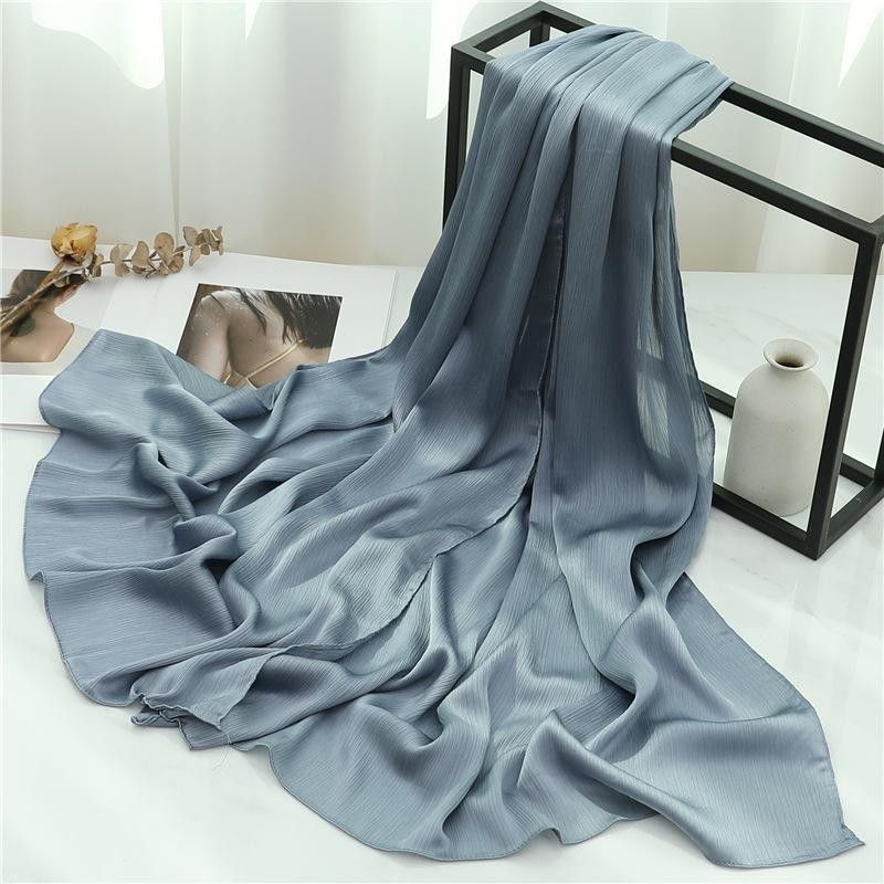 Solid Color Scarf Basic Versatile Scarf Women's Shunyu Crepe Travel Scarf Big Shawl Southeast Asian Headband_voghion.com