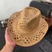 New Handwoven Straw With Hollow Design For Spring And Summer, Breathable Unisex Couple Hat, Sun Protection Western_voghion.com