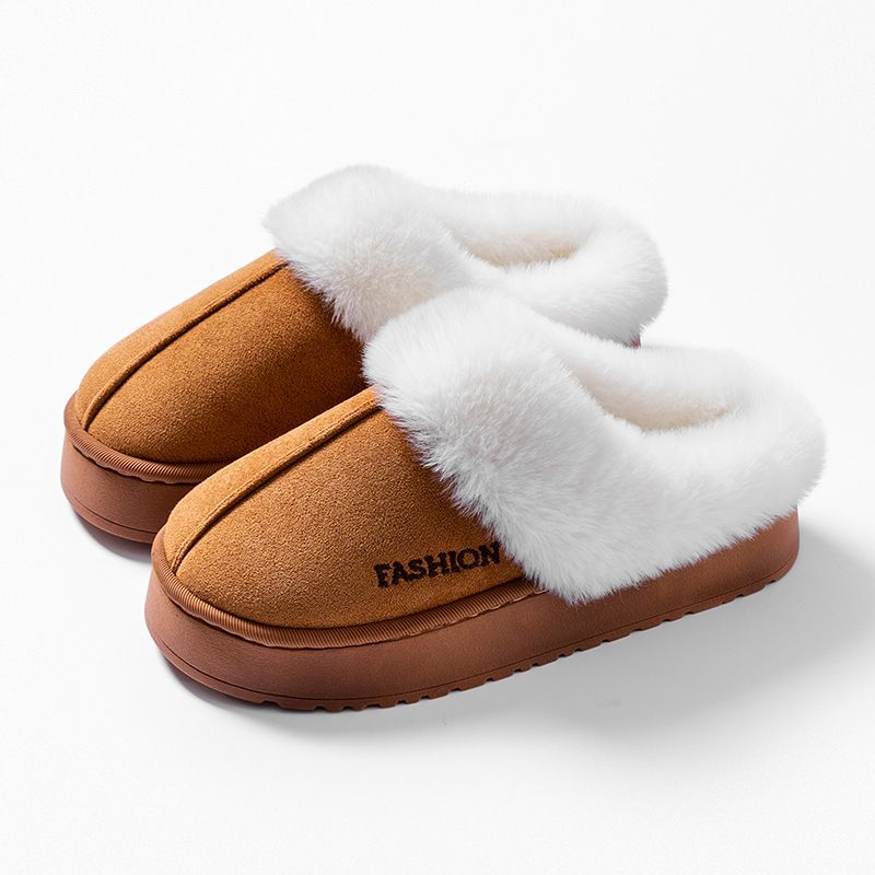 Women's Shoes Cotton Slippers For Women Winter New Home Warm Fur Plush Slippers Indoor Winter Thick Sole Fashionable Outdoor Wear_voghion.com