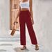 2023 new spring and summer draping straight high waist solid color tether wide-leg pants for women_voghion.com