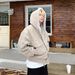 Men's Winter Hooded Puffer Jacket, Oversized Style, Retro Quilted Coat With Marble Print, Streetwear-Inspired Warm Outerwear_voghion.com