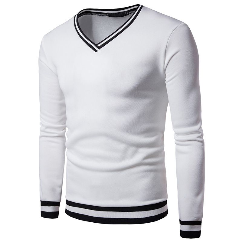 Herrenbekleidung Frühling und Herbst schwarz-weiße farbe passenden manschetten lässige sweatshirt WY11_voghion.com
