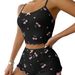 Cherry Print Sling Tank Top And Shorts Women's Pajama Set Loungewear_voghion.com