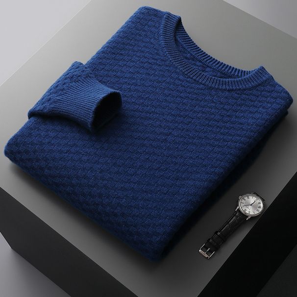 Herbst und Winter neuer Kaschmirpullover für Herren mit Rundhalsausschnitt, verdickter Strickbasis, lockerer, warmer, matt gewebter Wollpullover_voghion.com