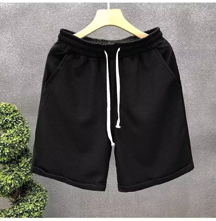 Waffel-Shorts für Herren, Sommer, dünne, trendige Marken-All-Match-Shorts für Herren, Sport, lockere, gerade Strandhose_voghion.com