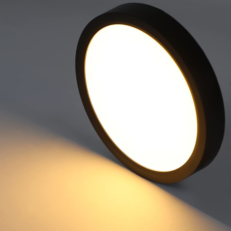 Deckenlampe LED Deckenleuchte Flach - Schlafzimmerlampe Ø22cm Warmweiß Badezimmerlampe Schwarz 18W Küchenlampe Rund Flurlampe IP44 Für Badezimmer Flur_voghion.com