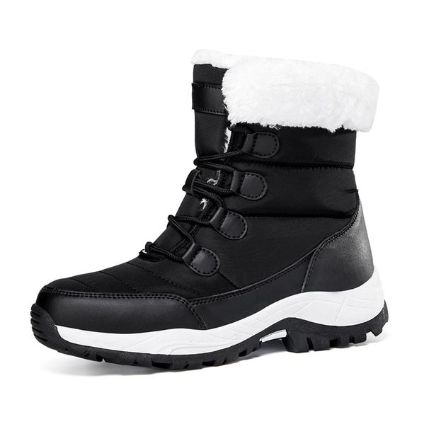 Nieuwe winter fluwelen dikke warme en slijtvaste outdoor wandelschoenen, sneeuwlaarzen voor dames, hoge katoenen schoenen_voghion.com