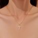Small Elegant Simple Diamond-Encrusted Cross Pendant Necklace New Versatile_voghion.com