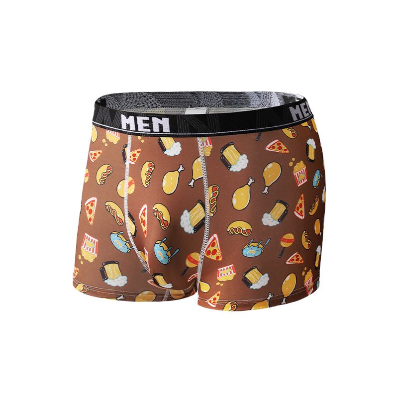 Intimo da uomo in seta ghiacciata, taglia USA, taglia grande, comodo e traspirante, boxer con stampa a cartoni animati, vita media, vendita all'ingrosso transfrontaliera di biancheria intima da uomo_voghion.com