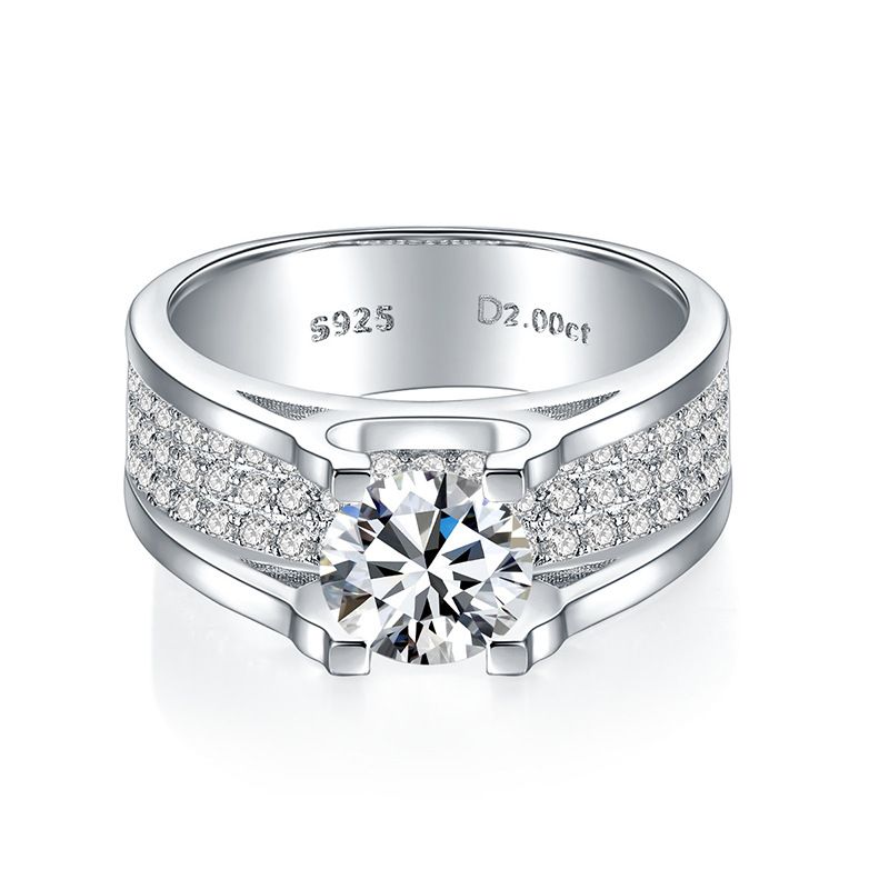 Anillo de plata de moissanita de lujo para hombre con diamantes de 12 quilates y forma de boca S_voghion.com