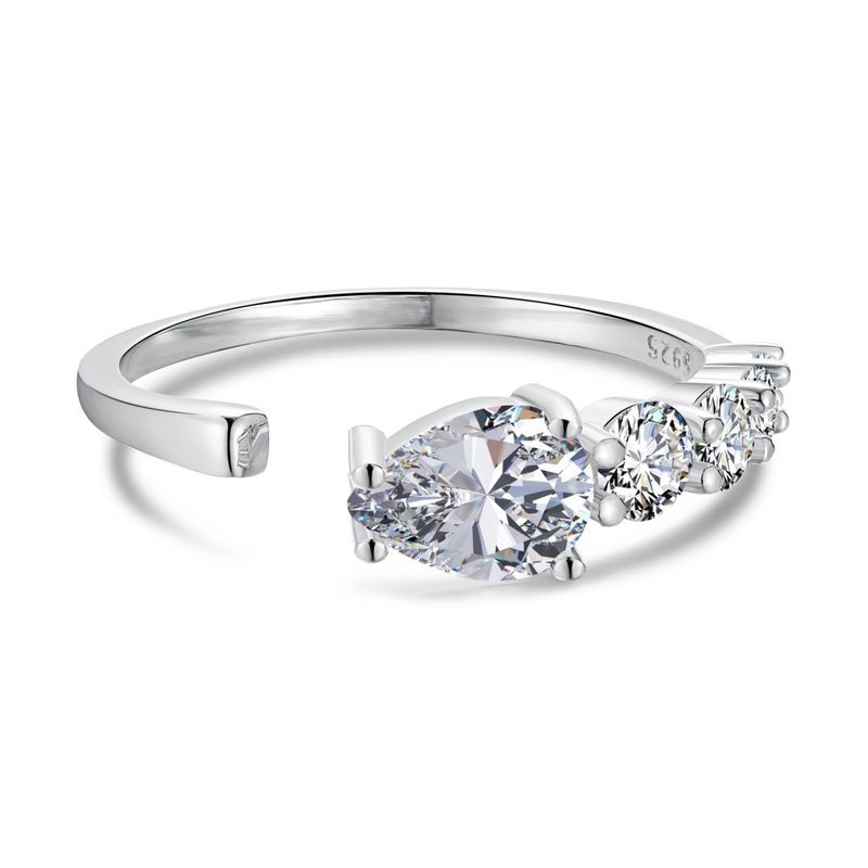Anello regolabile impilabile con diamanti super scintillanti in argento puro S, zirconi simulati INS_voghion.com