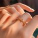 Vietnamese sand gold ancient retro four-leaf flower ring ring niche high-end girlfriend gift_voghion.com