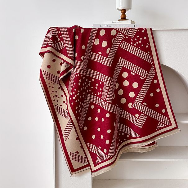 Autunno/inverno 2024 nuovo cashmere a pois geometrico sensazione di alta qualità, stampa semplice, caldo fronte-retro_voghion.com