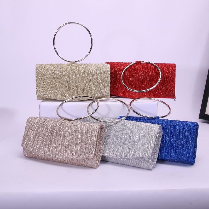 Retro Fantasy Color Checkered Alloy Large Ring Handbag Simple Trend Fashion Evening Bag Manufacturer_voghion.com