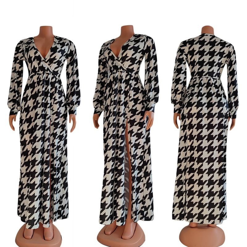 Women's clothing sexy houndstooth fashion large swing skirt loose dress without belt_voghion.com