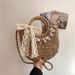 【Forest Style Woven】New Straw Woven Floral Trendy Basket Beach Scarf Bowknot Crossbody Women's Bag_voghion.com