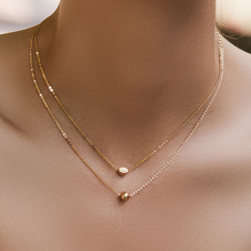 Färgbevarande dubbelskiktad design personlighet halsband kit stapelbart mode elegant halsband kopparpläterat K äkta guld_voghion.com