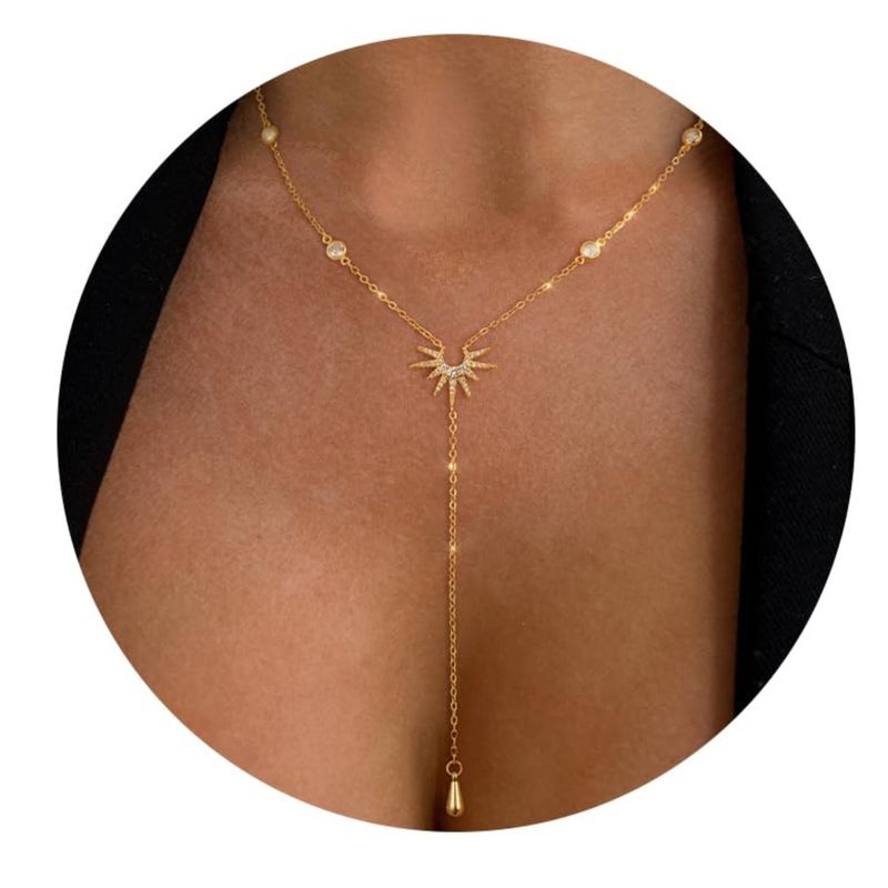 Brass Real Gold Electroplating Y Shaped Chain Fashionable Ladies Long Tassel Beach Chain Niche Design_voghion.com